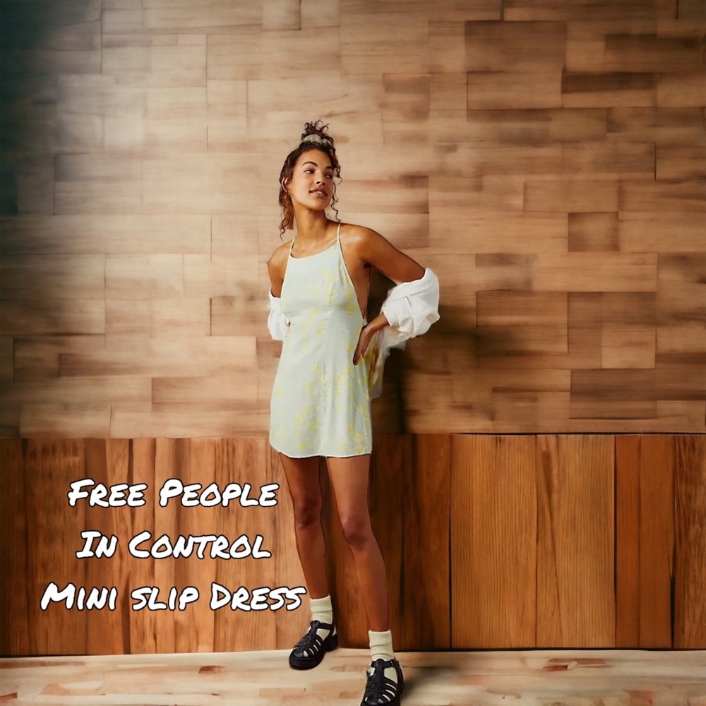 Free People In Control Mini Slip Dress Sage Combo